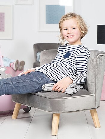 Sofá infantil en terciopelo con patas en madera maciza - ROBA 'lil sofa'