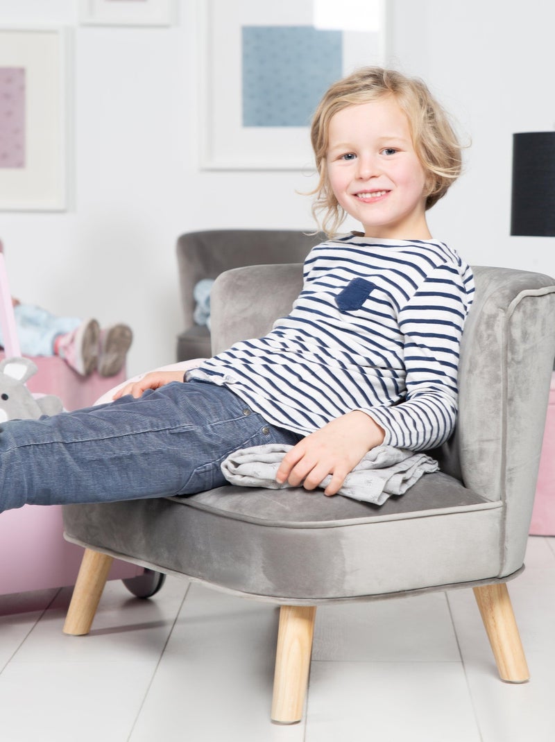 Sofá infantil en terciopelo con patas en madera maciza - ROBA 'lil sofa' Gris - Kiabi