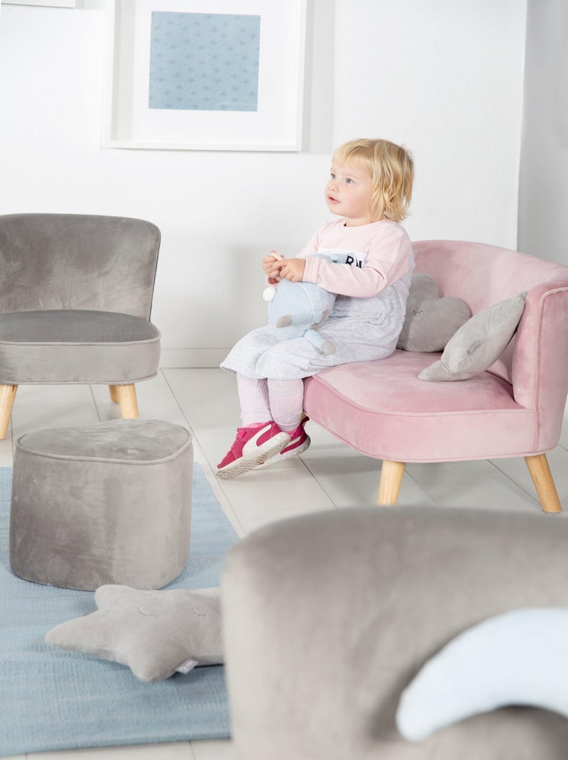 Sofá infantil en terciopelo con patas en madera maciza - ROBA 'lil sofa' Rosa - Kiabi
