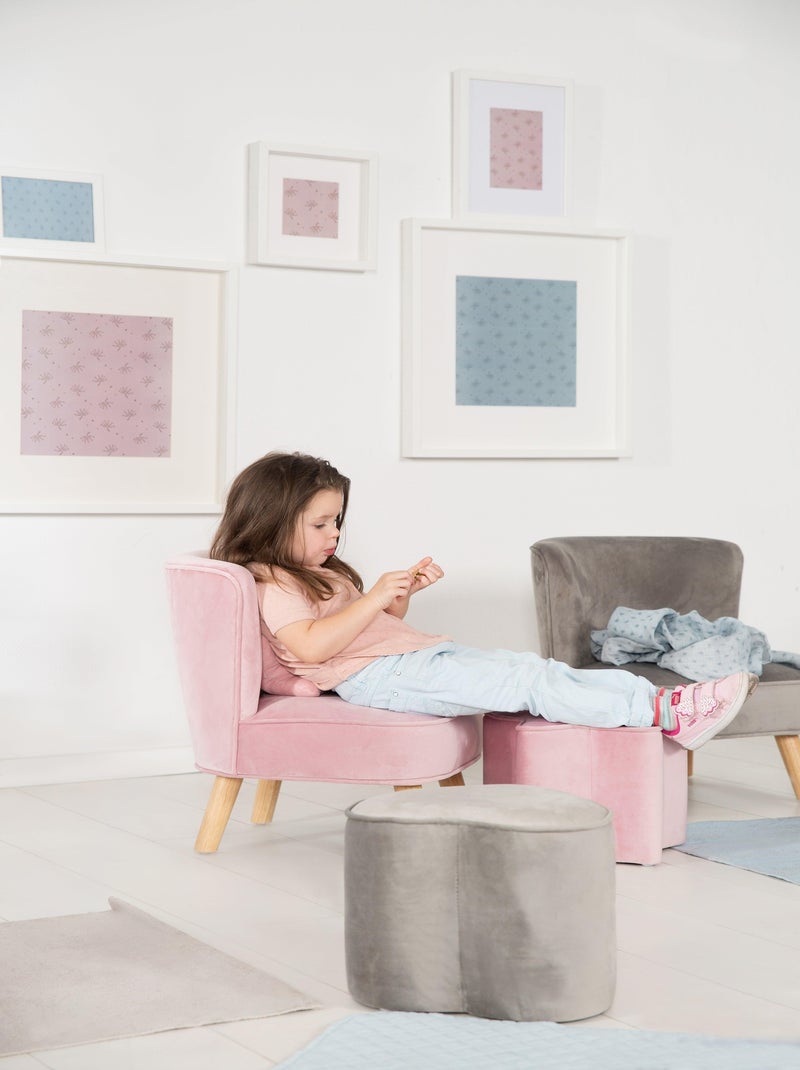 Sofá infantil en terciopelo con patas en madera maciza - ROBA 'lil sofa' Rosa - Kiabi