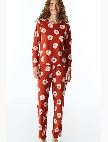 Soft bloom conjunto de pijama largo de manga larga con flores y pantalón penti