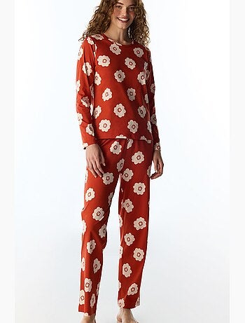 Soft bloom conjunto de pijama largo de manga larga con flores y pantalón penti