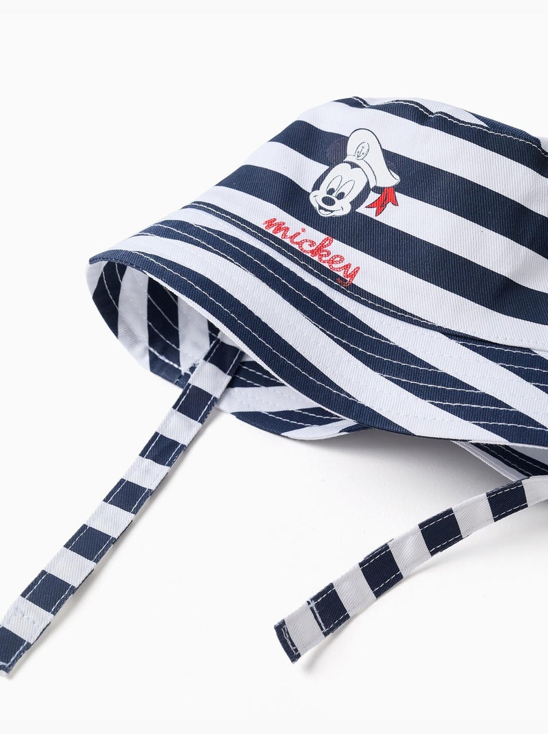 Sombrero de algodón a rayas con estampado de Mickey Azul oscuro - Kiabi