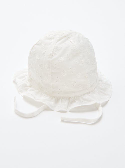 Sombrero de bordado inglés con lazos - Kiabi