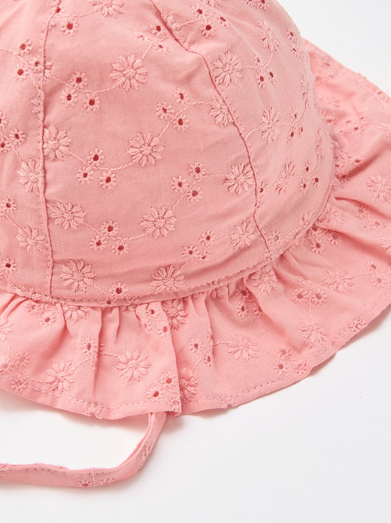 Sombrero de bordado inglés con lazos Rosa - Kiabi