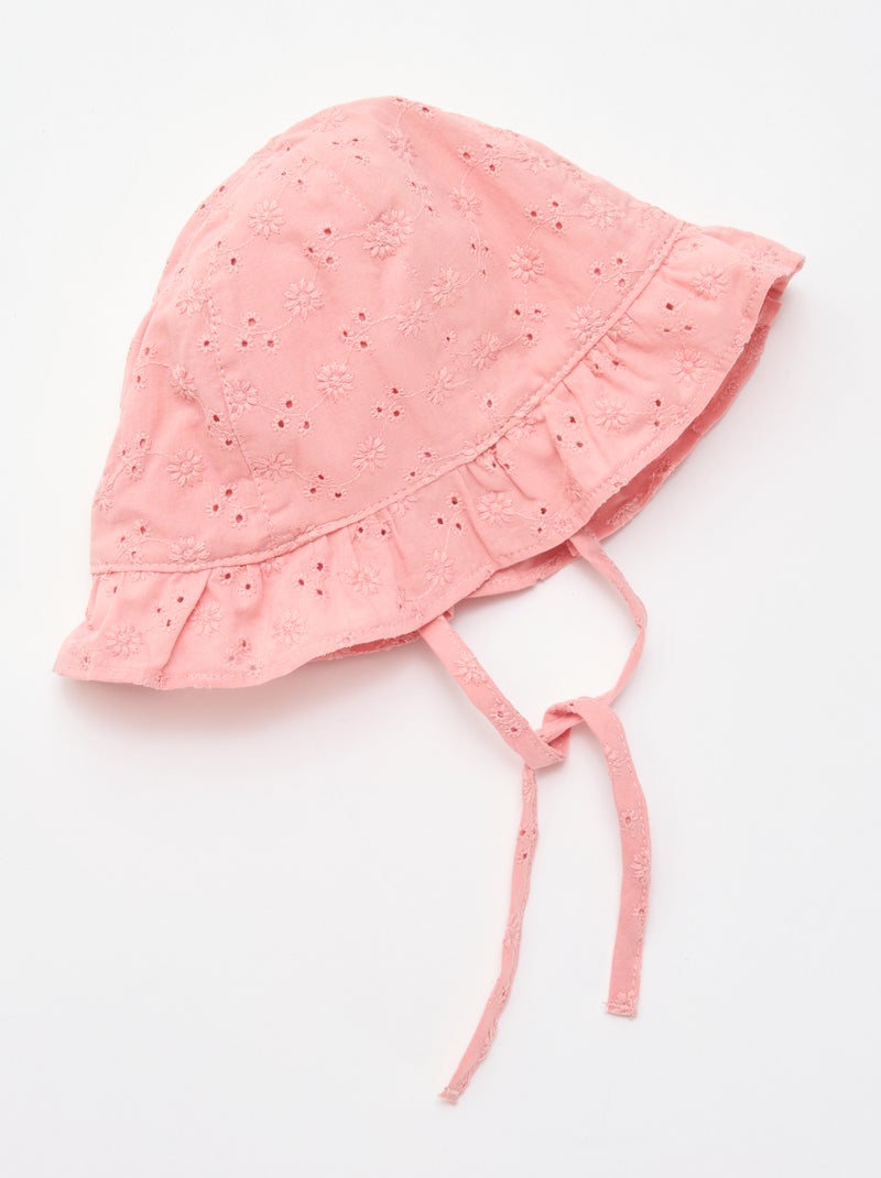 Sombrero de bordado inglés con lazos Rosa - Kiabi