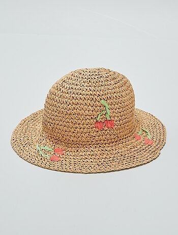Sombrero de paja con estampado de cerezas