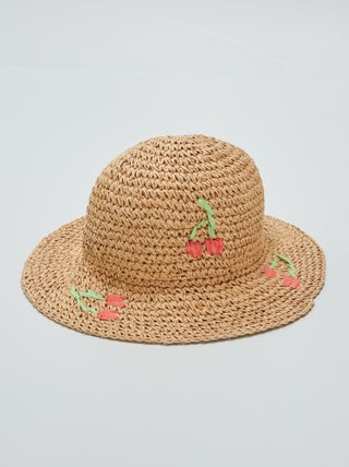 Sombrero de paja con estampado de cerezas
