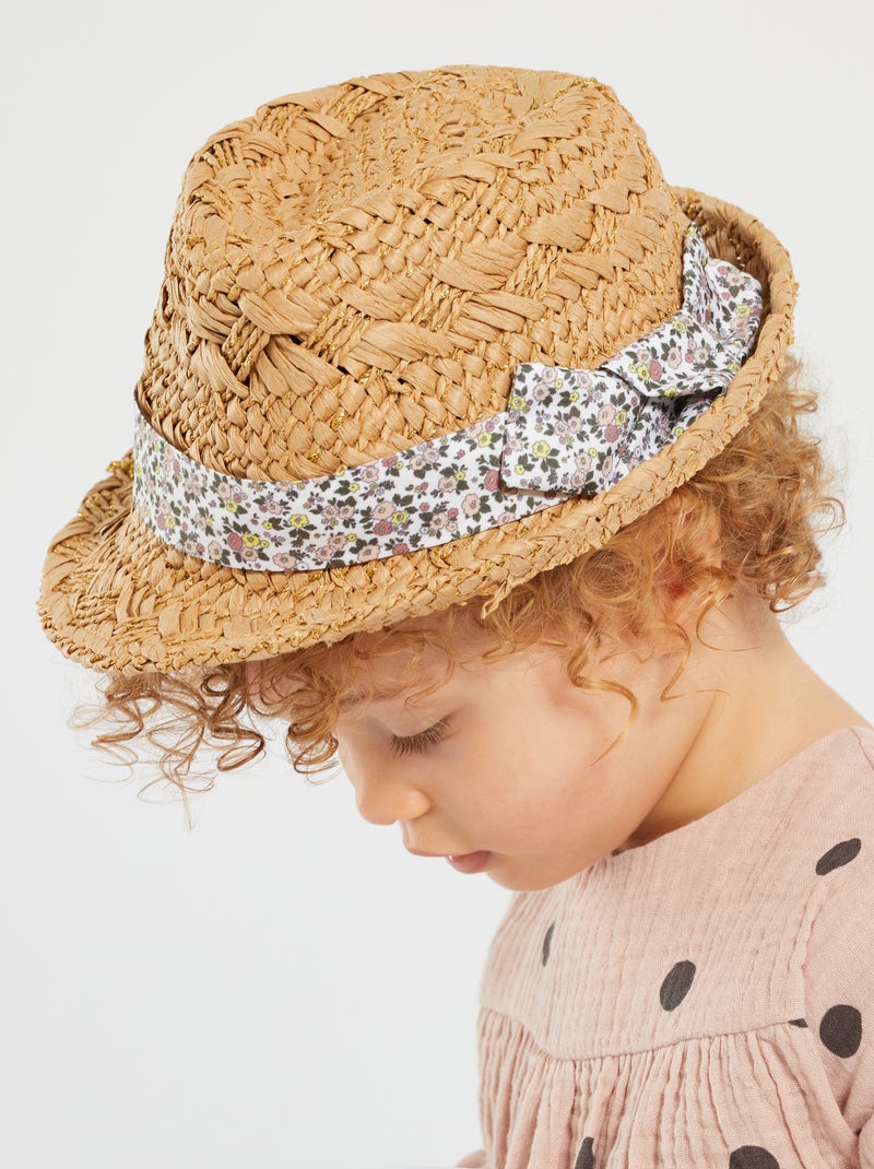 Sombrero de paja con lazo BEIGE - Kiabi