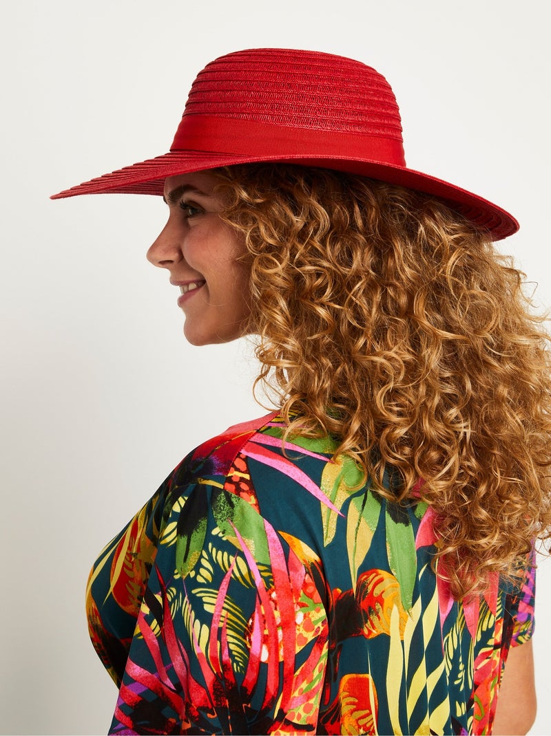 sombrero de paja de ala ancha - AFIBEL Rojo - Kiabi