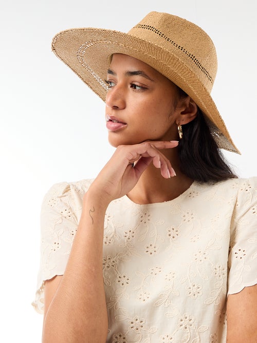 Sombrero de paja estilo Borsalino - Kiabi