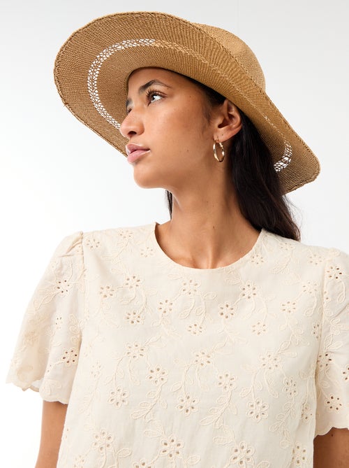 Sombrero de paja estilo Borsalino - Kiabi