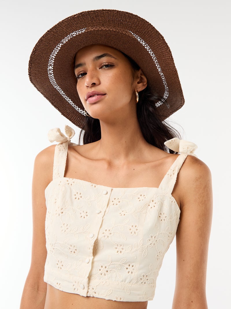Sombrero de paja estilo Borsalino Marron - Kiabi