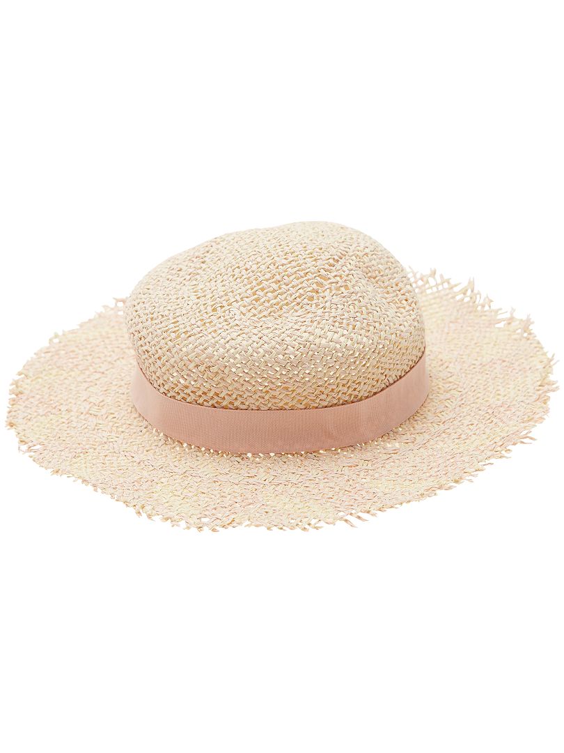 Sombrero de paja pamela crudo/rosa - Kiabi