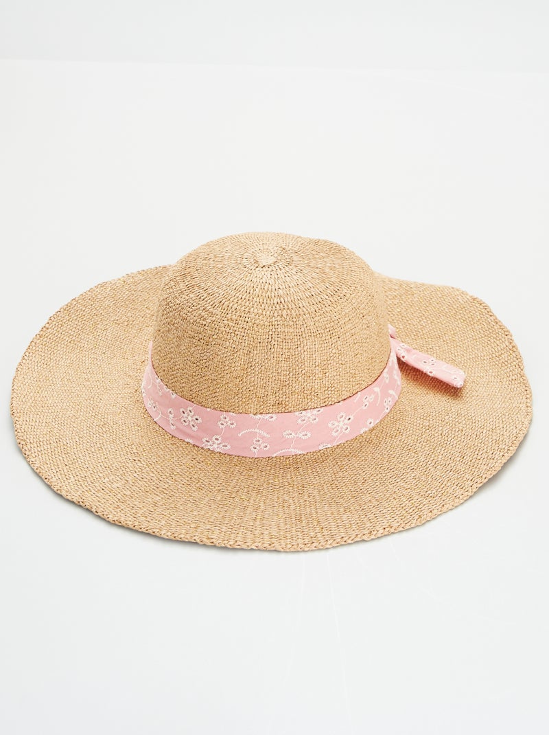 Sombrero de paja ROSA - Kiabi