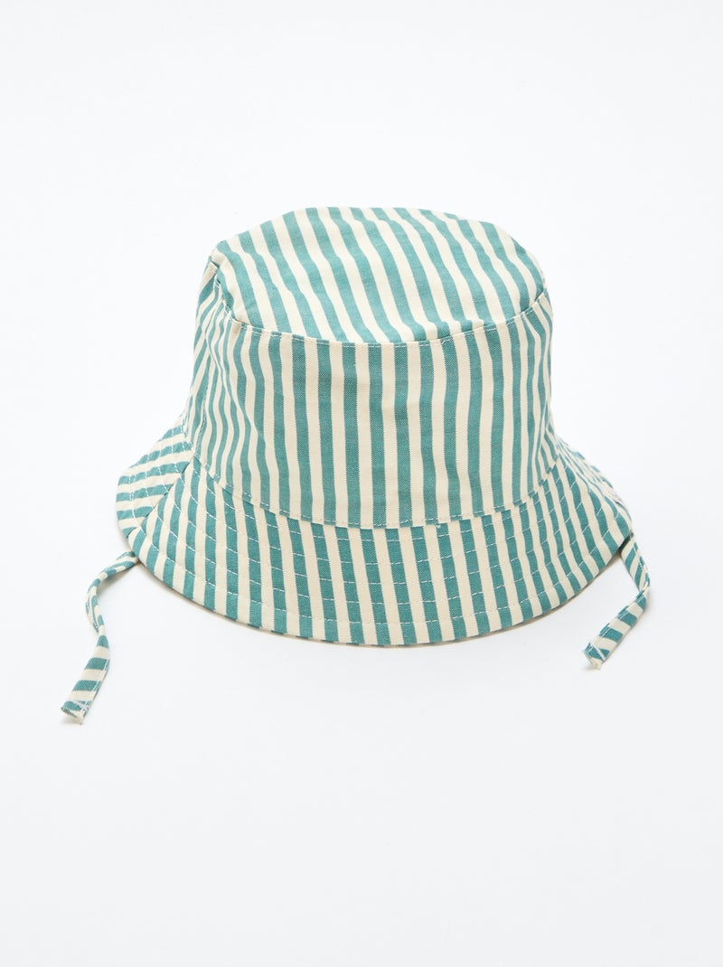 Sombrero de pescador de algodón a rayas Verde - Kiabi