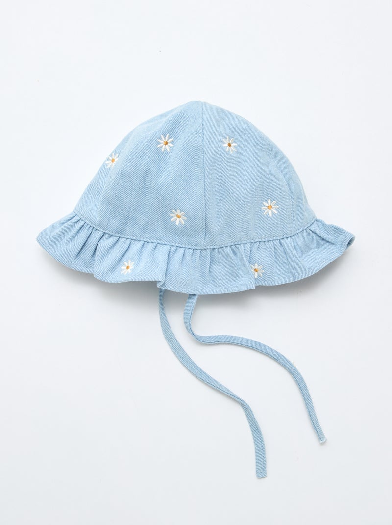 Sombrero de pescador vaquero bordado con flores Azul - Kiabi