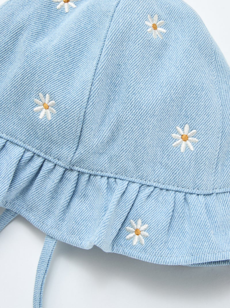Sombrero de pescador vaquero bordado con flores Azul - Kiabi
