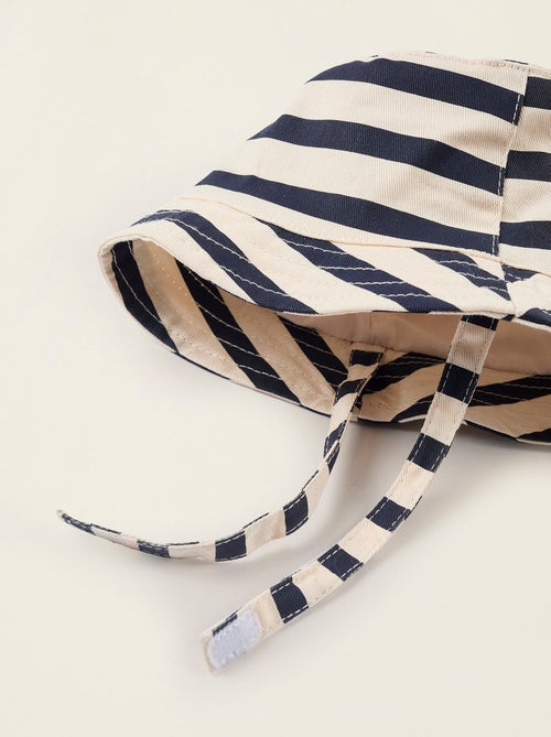 Sombrero de sarga a rayas con tiras laterales - Kiabi