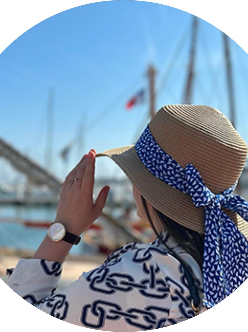 Sombrero Pañuelo decorativo, ajustable alrededor de la cabeza mujer Isotoner Azul Blanco - Kiabi