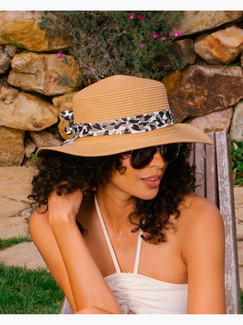 Sombrero papel de paja 100% ligero, interior ajustable de 52 a 58 cm mujer isotoner Blanco Gris Negro - Kiabi
