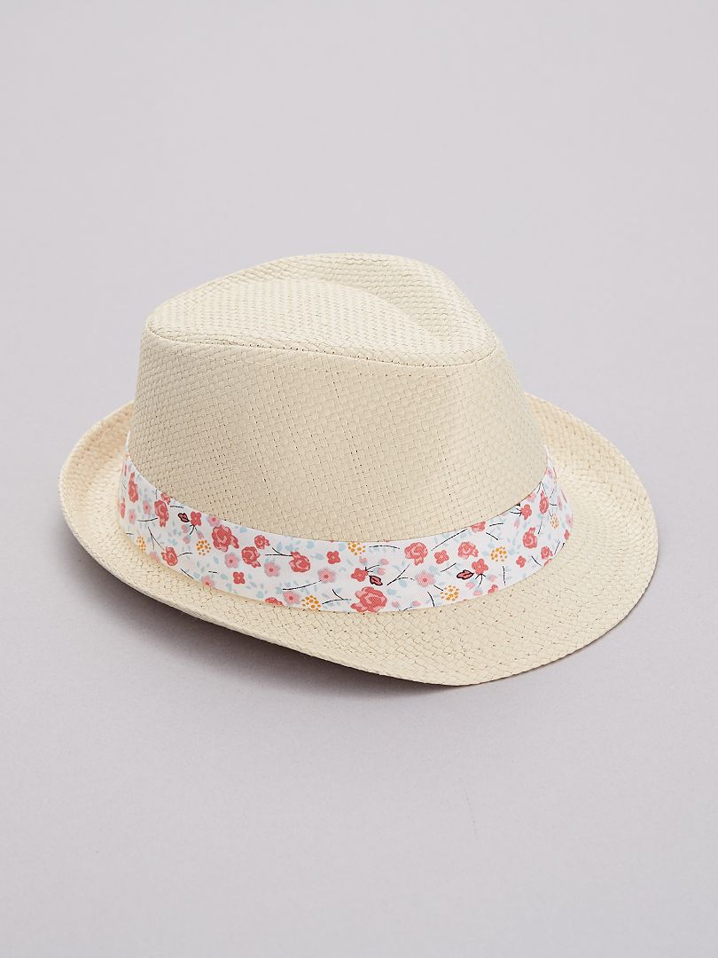 Sombrero trenzado con franja de 'flores' blanco flores - Kiabi