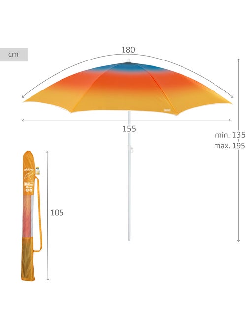 Sombrilla de playa 8 varillas 180 cm inclinable aktive - Kiabi