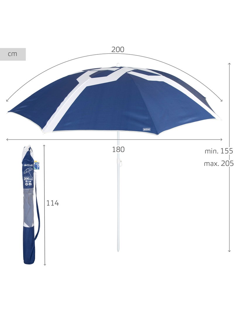 Sombrilla de playa 8 varillas 200 cm inclinable aktive Azul - Kiabi