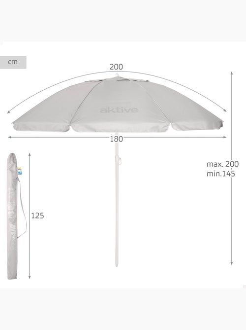 Sombrilla de playa 8 varillas 200 cm inclinable uv50 aktive - Kiabi