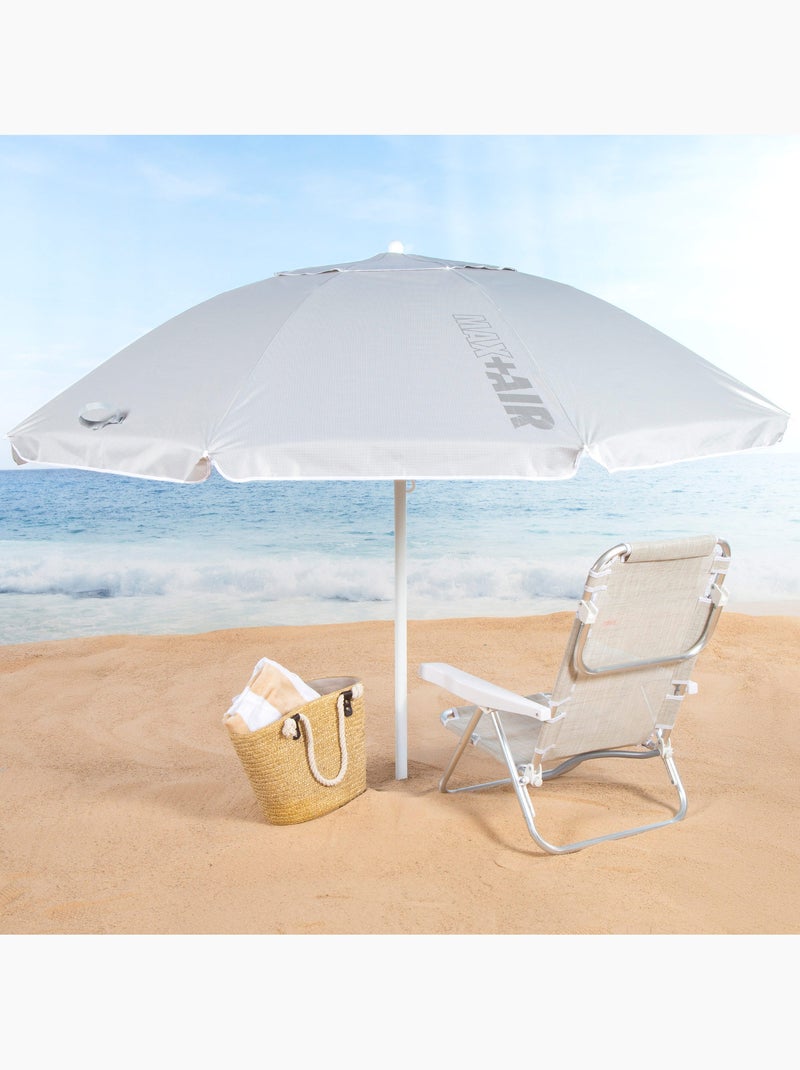 Sombrilla de playa 8 varillas 220 cm inclinable uv50 aktive Gris - Kiabi