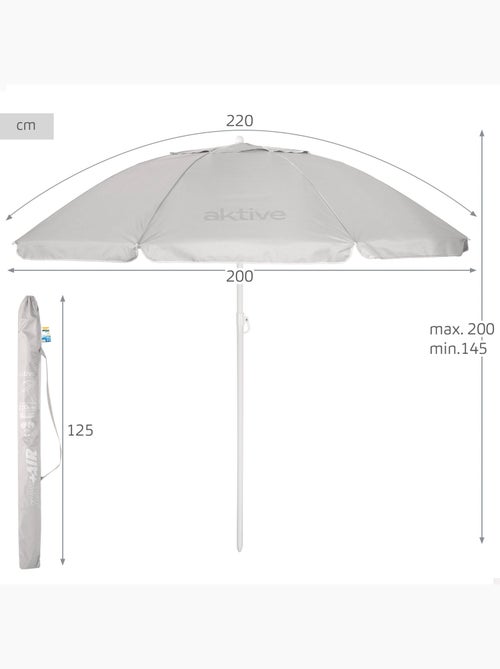 Sombrilla de playa 8 varillas 220 cm inclinable uv50 aktive - Kiabi