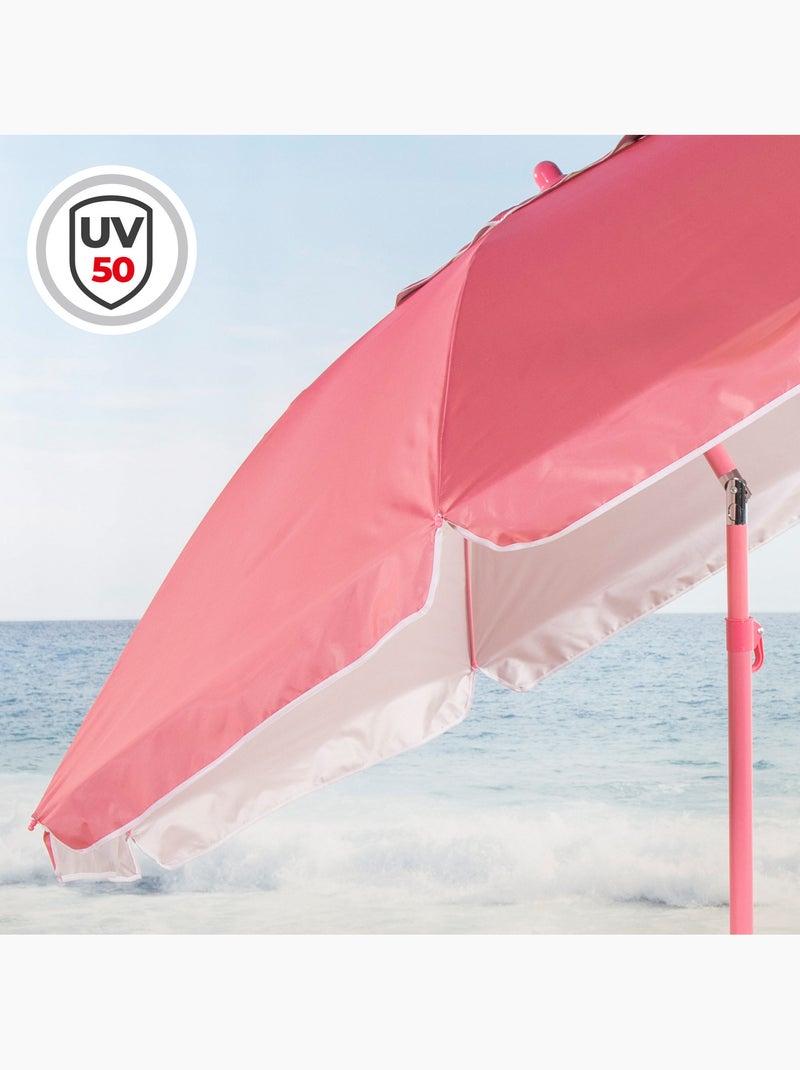 Sombrilla de playa inclinable 220 cm con protección uv50 aktive Coral - Kiabi