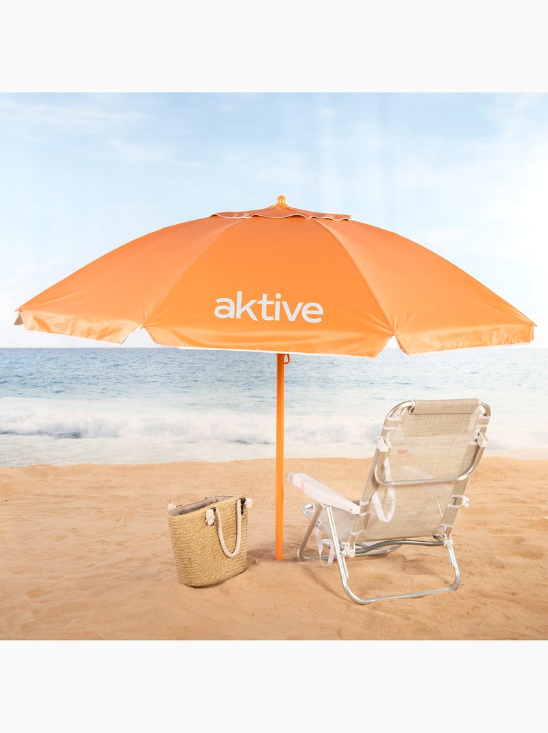 Sombrilla de playa inclinable con protección uv50 d220 cm aktive Naranja - Kiabi