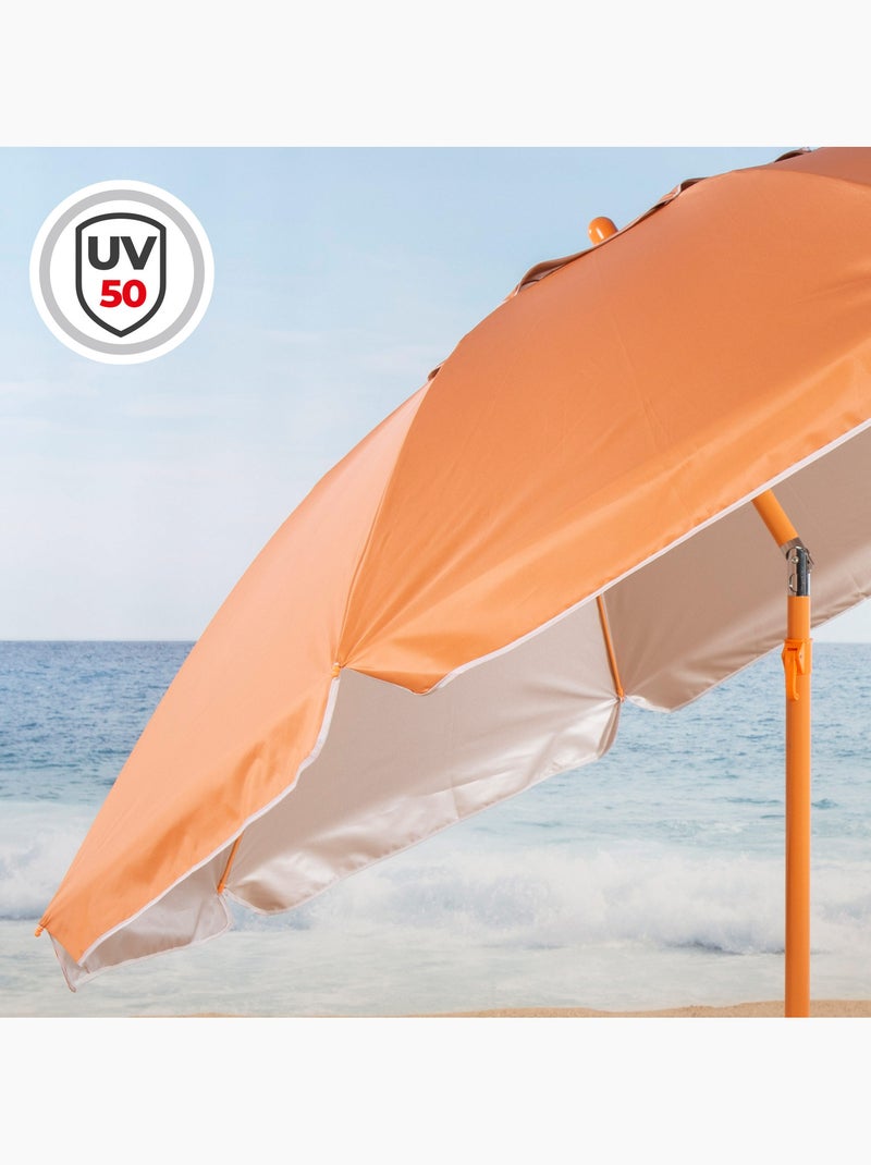 Sombrilla de playa inclinable con protección uv50 d220 cm aktive Naranja - Kiabi