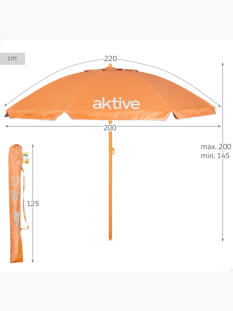 Sombrilla de playa inclinable con protección uv50 d220 cm aktive Naranja - Kiabi