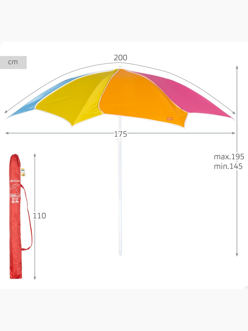 Sombrilla de playa inclinable d200 con protección uv50 aktive Multicolor - Kiabi