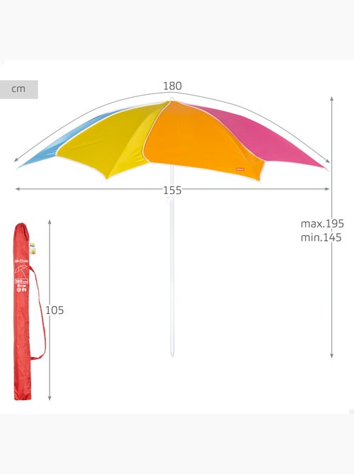 Sombrilla de playa inclinable y protección uv50 180 cm aktive - Kiabi