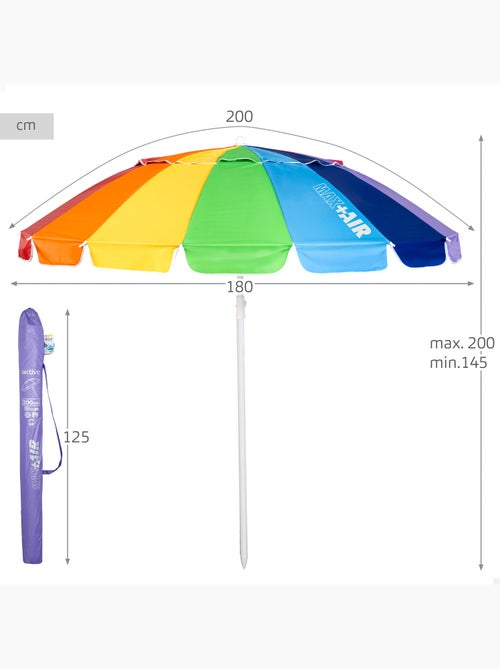 Sombrilla playa 16 varillas 200 cm inclinable uv50 aktive - Kiabi