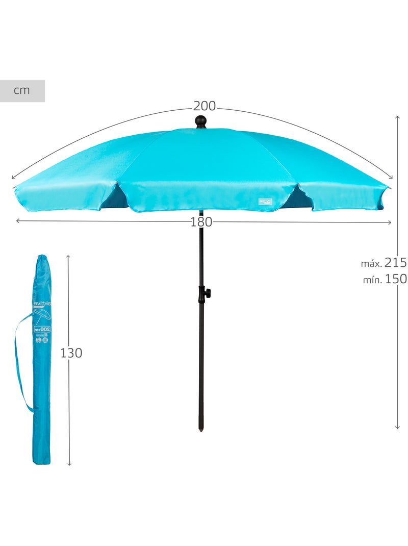 Sombrilla playa 8 varillas 200 cm aktive Azul - Kiabi