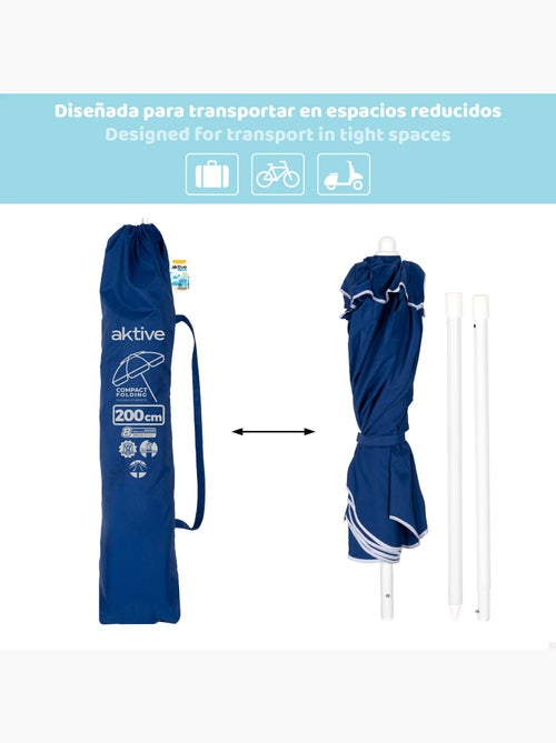 Sombrilla playa 8 varillas 200 cm plegado compacto aktive - Kiabi