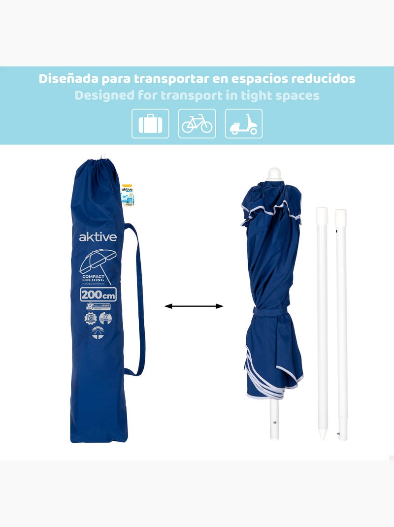 Sombrilla playa 8 varillas 200 cm plegado compacto aktive Azul - Kiabi