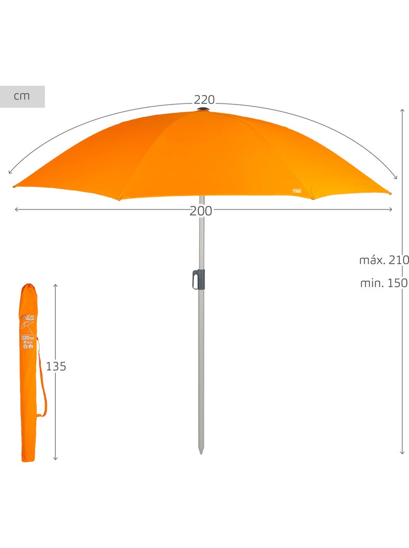 Sombrilla playa 8 varillas 220 cm con colgador aktive Naranja - Kiabi