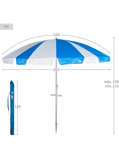 Sombrilla playa 8 varillas 220 cm con espiral de anclaje aktive - Kiabi