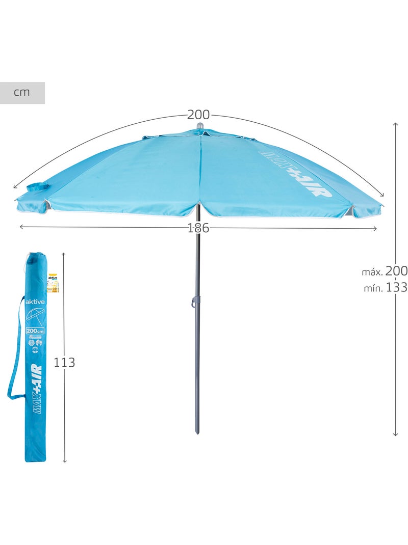 Sombrilla playa antiviento 8 varillas 200 cm aktive Azul - Kiabi