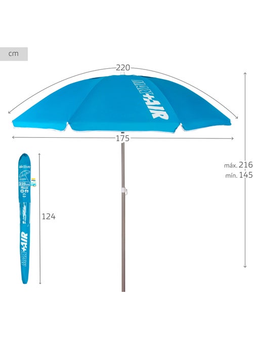 Sombrilla playa antiviento 8 varillas 220 cm aktive - Kiabi