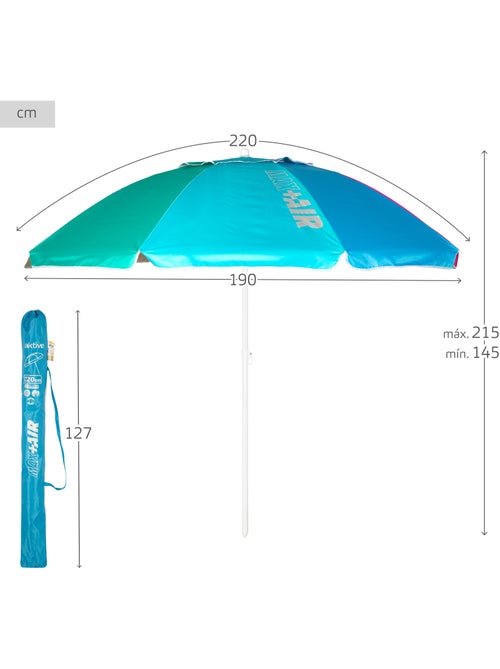 Sombrilla playa antiviento 8 varillas 220 cm aktive - Kiabi