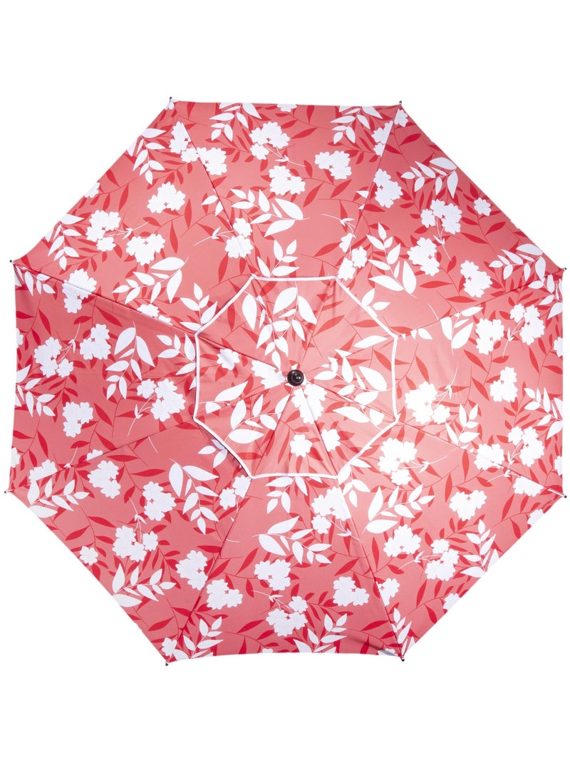 Sombrillas de playa Flores tropicales, Arco de 180 cm - Anti-UV UPF 50+ - Estructura cortaviento Rosa rojo - Kiabi