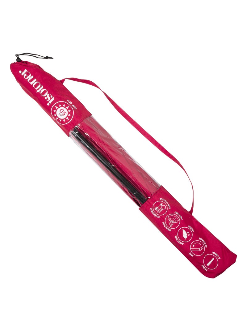 Sombrillas de playa Frambuesa, Arco de 180 cm - Anti-UV UPF 50+ - Estructura cortaviento Rosa frambuesa - Kiabi
