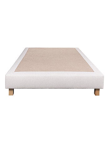 Somier tapizado de madera maciza beige con patas