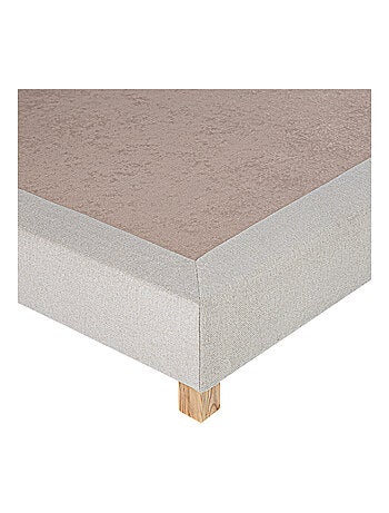 Somier tapizado de madera maciza beige con patas